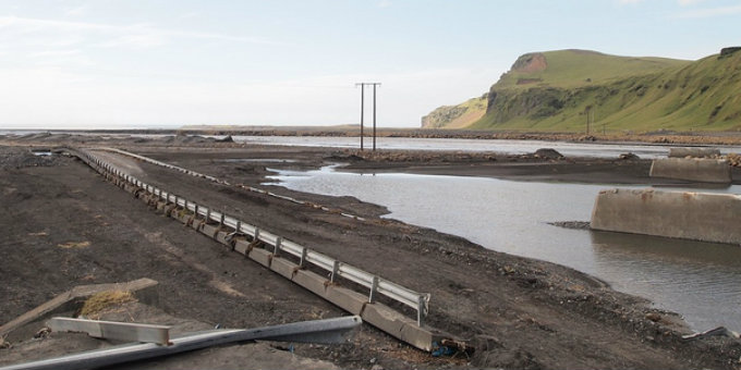 The devastation after a massive flooding in Mulakvisl glacial river. The wreckage you see used to be a pretty solid bridge. This event closed down the Ring Road in Iceland for a week two years ago. PIC Pavel Karifiat